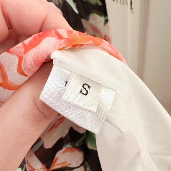 Floral Lace asymmetrical trim Silk Dress sz Small Pink Black - Picture 11 of 12